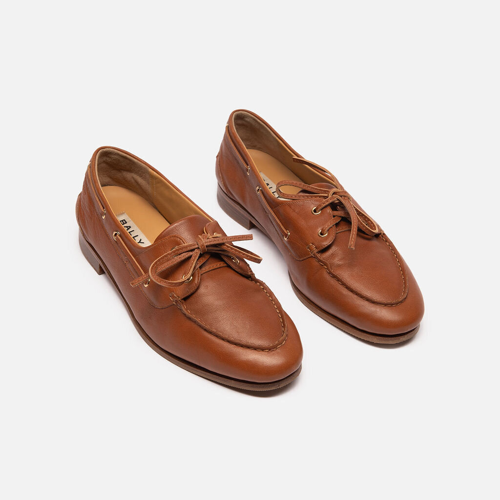 Bally Brown Leather Boat Shoe