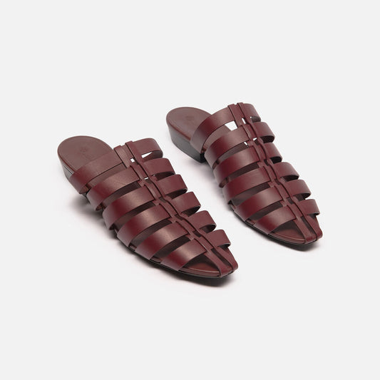 Loro Piana Burgundy Leather Sandals