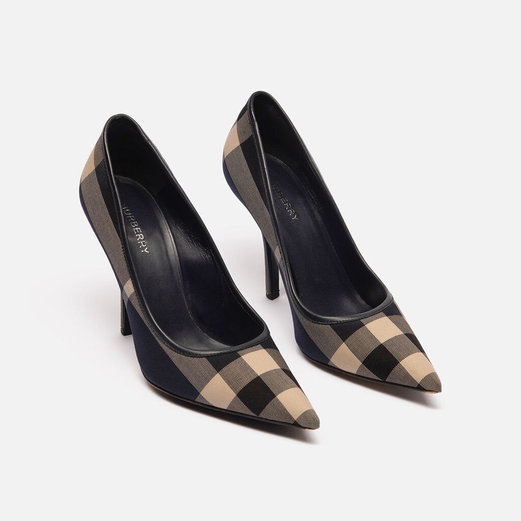 Burberry Navy Check Point Toe Pump
