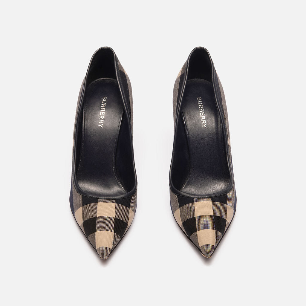 Burberry Navy Check Point Toe Pump