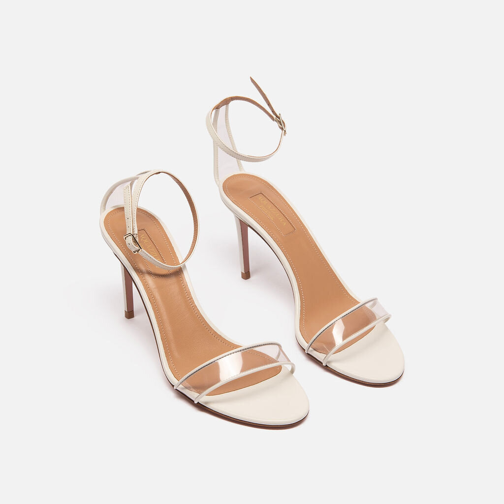 Aquazzura White Leather Clear PVC Heels