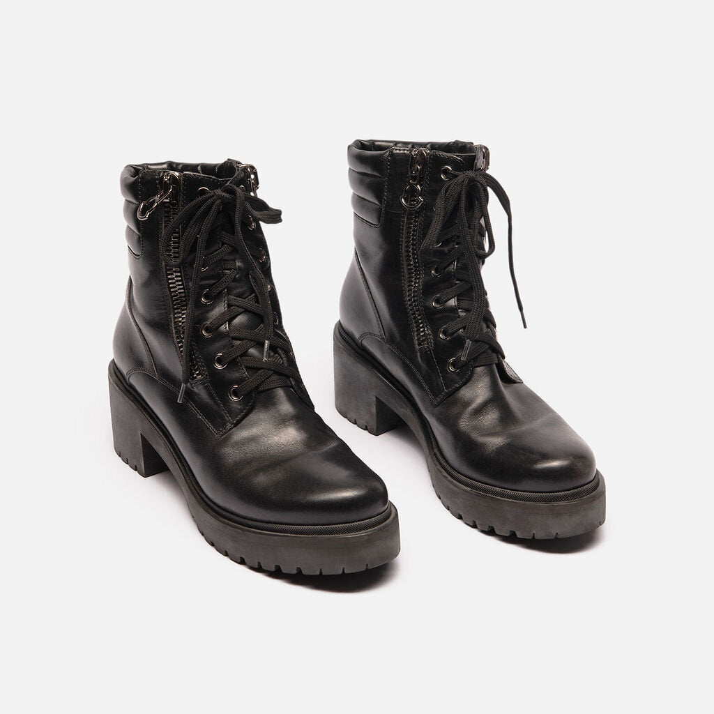 Moncler Black Leather Hiker Boot