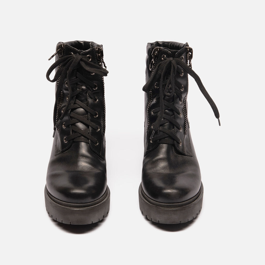 Moncler Black Leather Hiker Boot