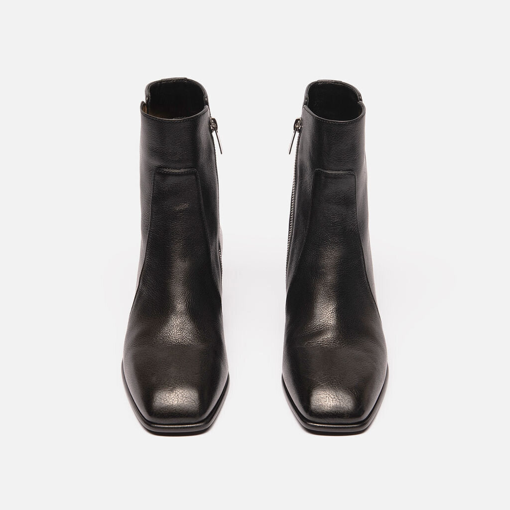 Jimmy Choo Black Leather Block Heel Boots