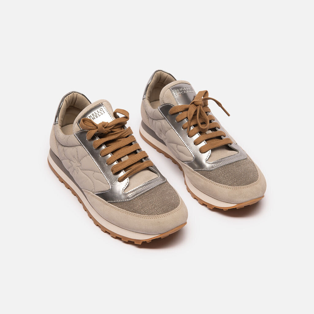 Brunello Grey Quilted Leather Sneaker
