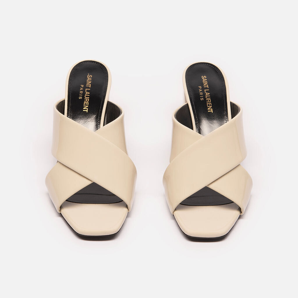 Saint Laurent Cream PVC Block Heel Sandals
