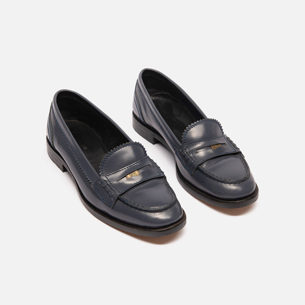 Bottega Veneta Blue Leather Penny Loafers
