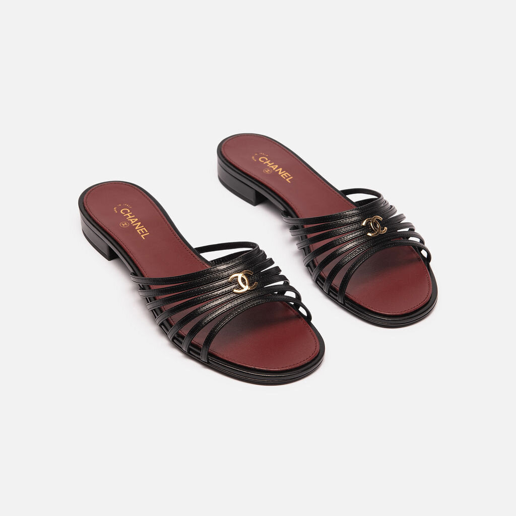 Chanel Black Leather Strappy Sandals (2026)