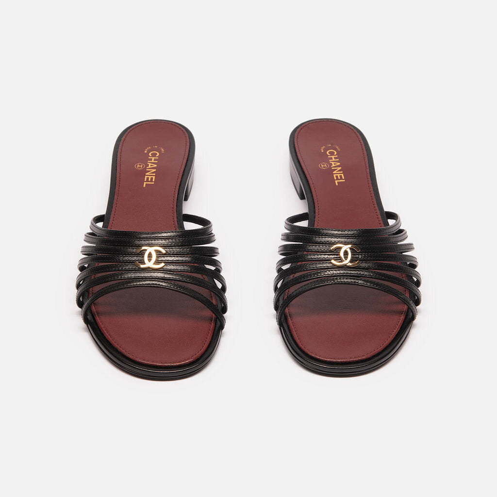 Chanel Black Leather Strappy Sandals (2026)