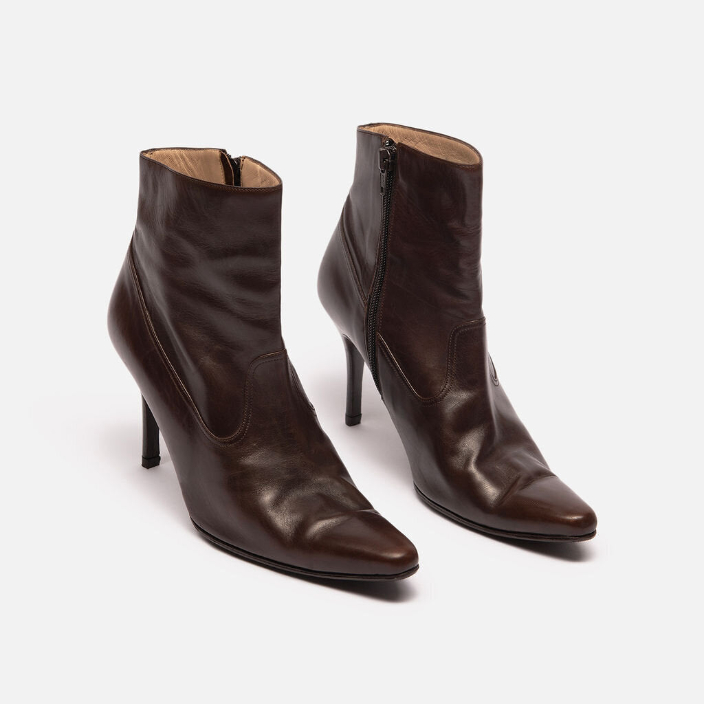 Manolo Blahnik Brown Leather Ankle Boot
