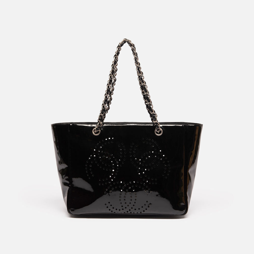 Chanel Black Patent Triple Coco Chain Tote