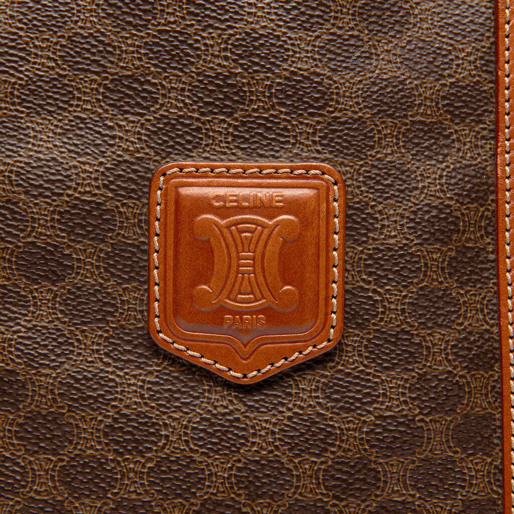 Celine Brown Leather Macadam Tote Bag