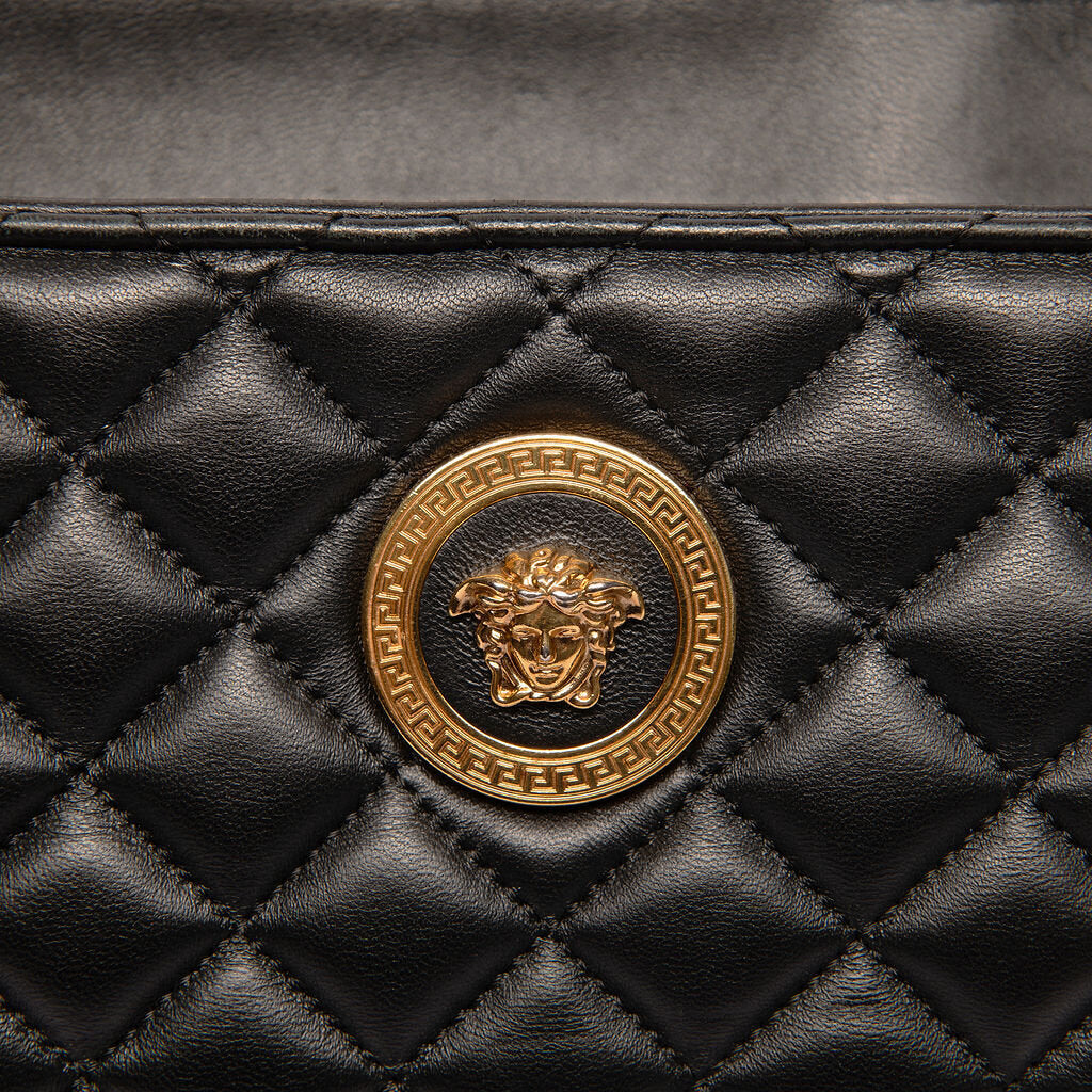 Versace Black Medusa Quilted Icon Chain Tote