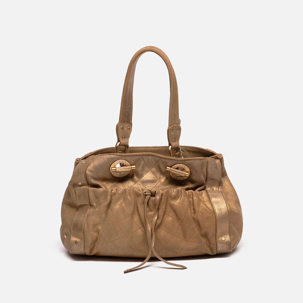 Bally Gold Leather Shoulder Bag