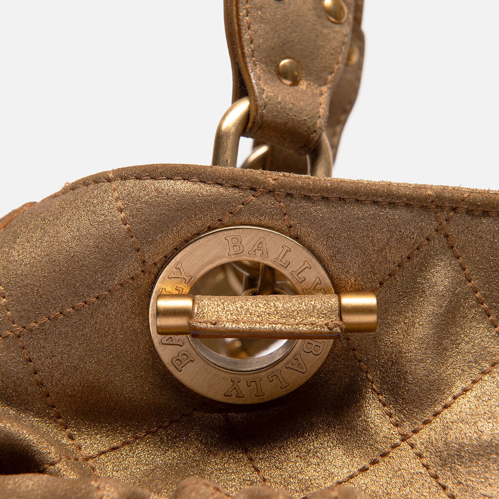 Bally Gold Leather Shoulder Bag