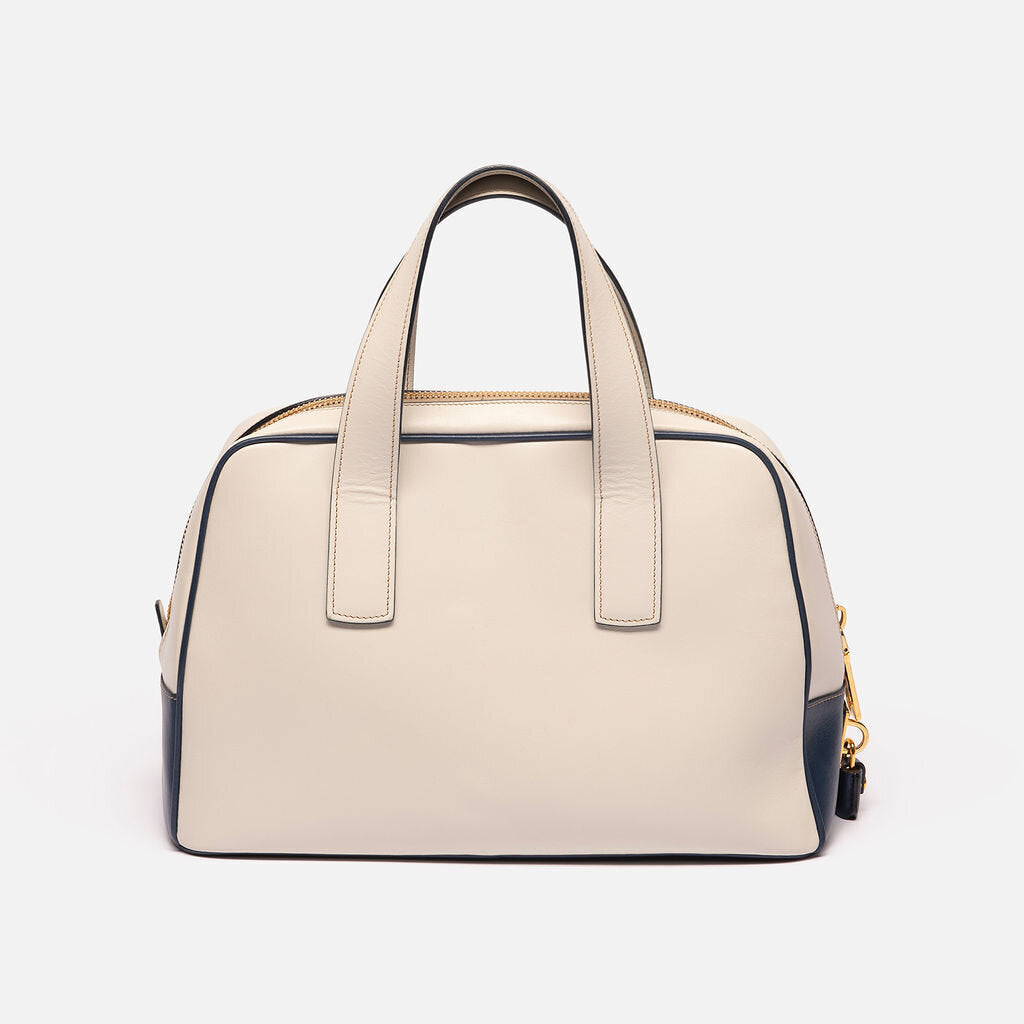 Prada White Leather Talco Top Handle Bag