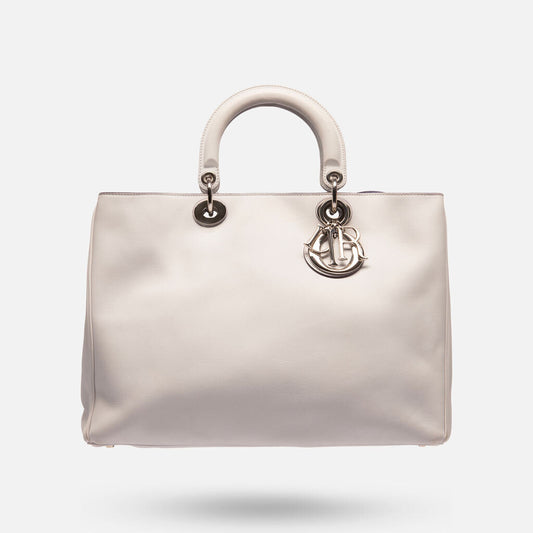 Dior Light Grey Smooth Leather Top Handle