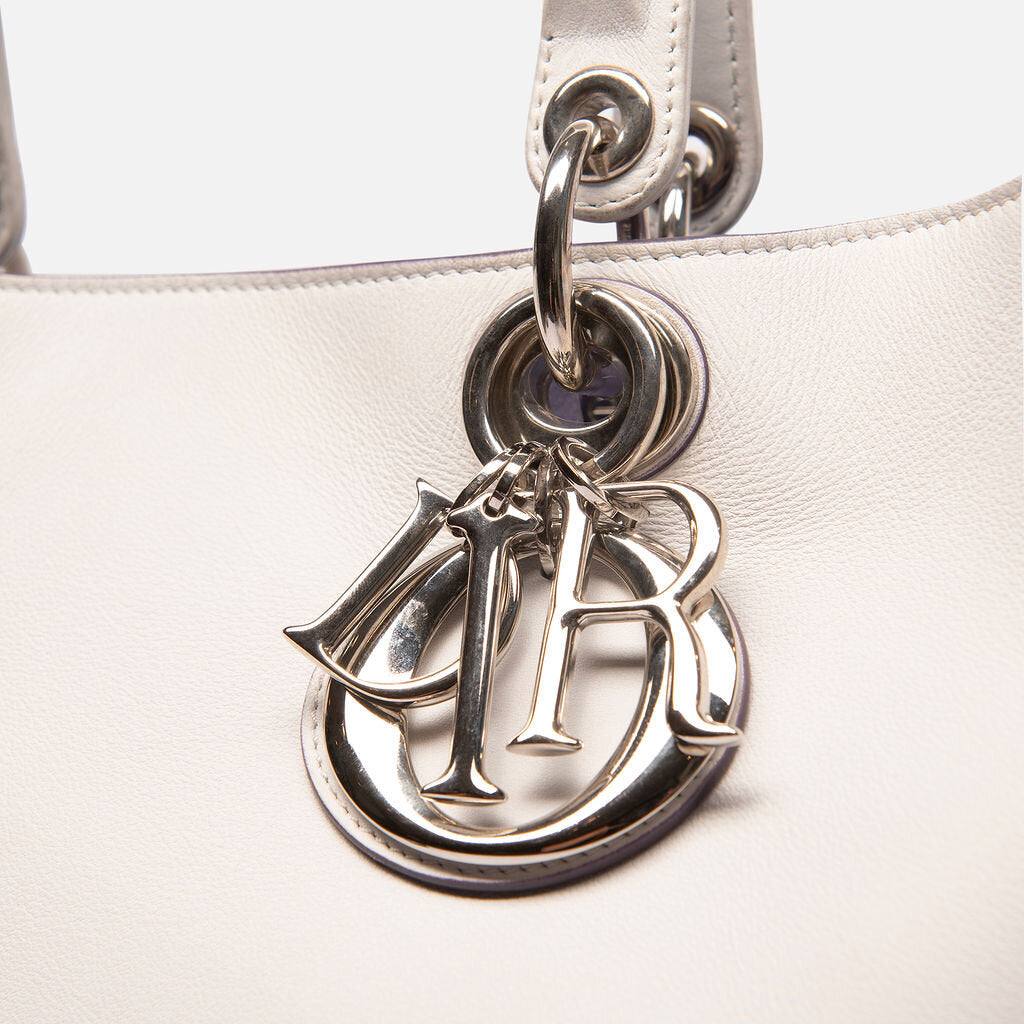 Dior Light Grey Smooth Leather Top Handle