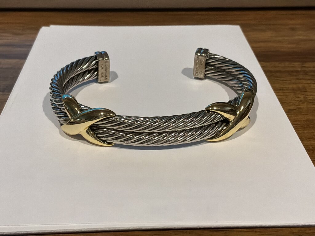 SS14YG DOUBLE "X" CUFF BRACELET