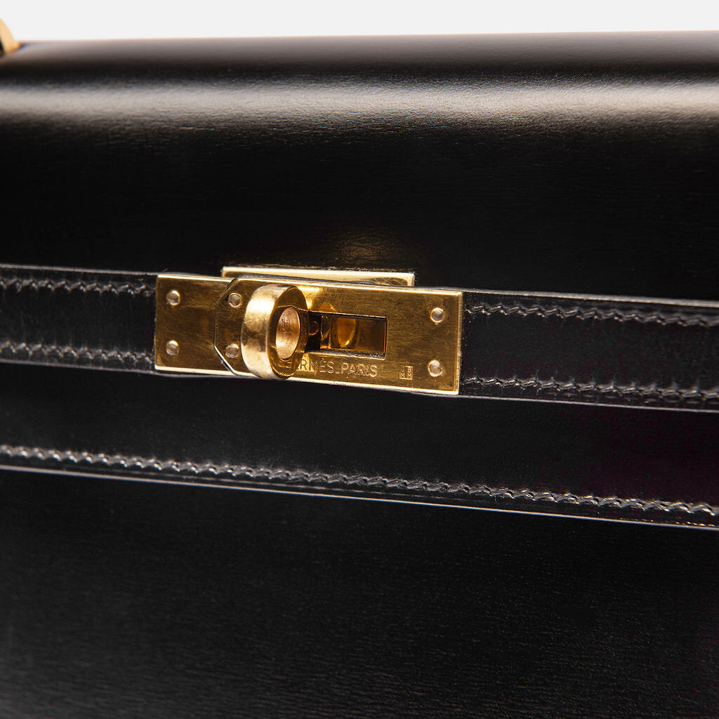 Hermes Black Boxcalf Shoulder Kelly 20