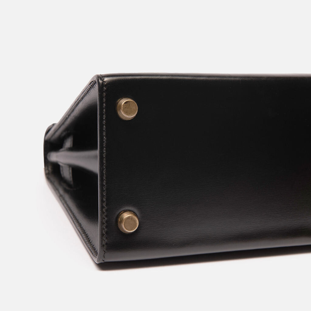 Hermes Black Boxcalf Shoulder Kelly 20
