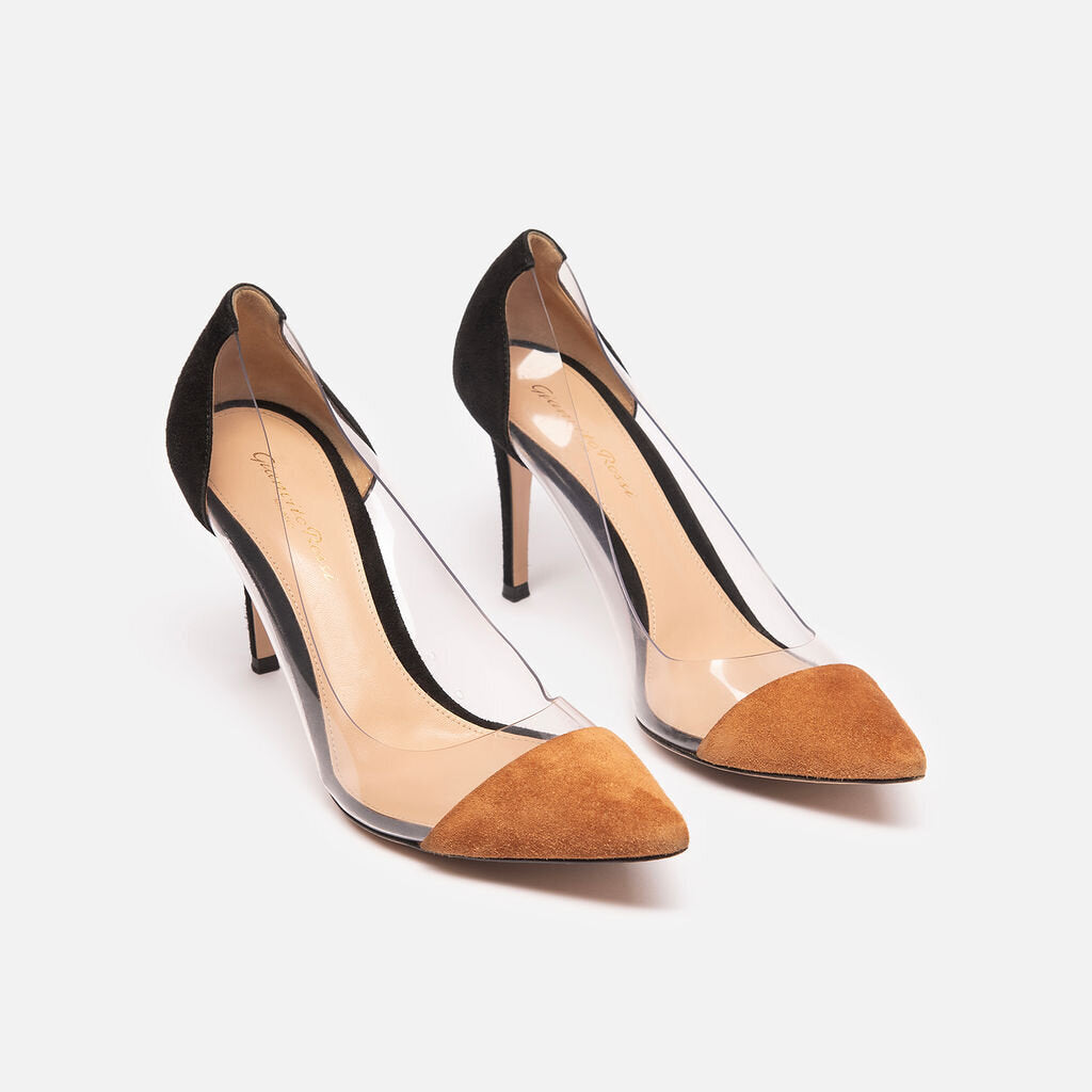 Gianvito Rossi Brown & Black Suede PVC Heel