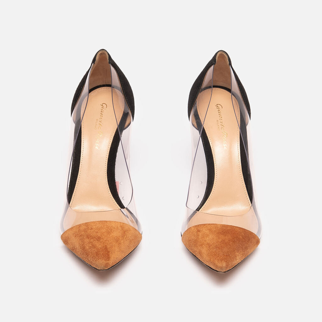 Gianvito Rossi Brown & Black Suede PVC Heel