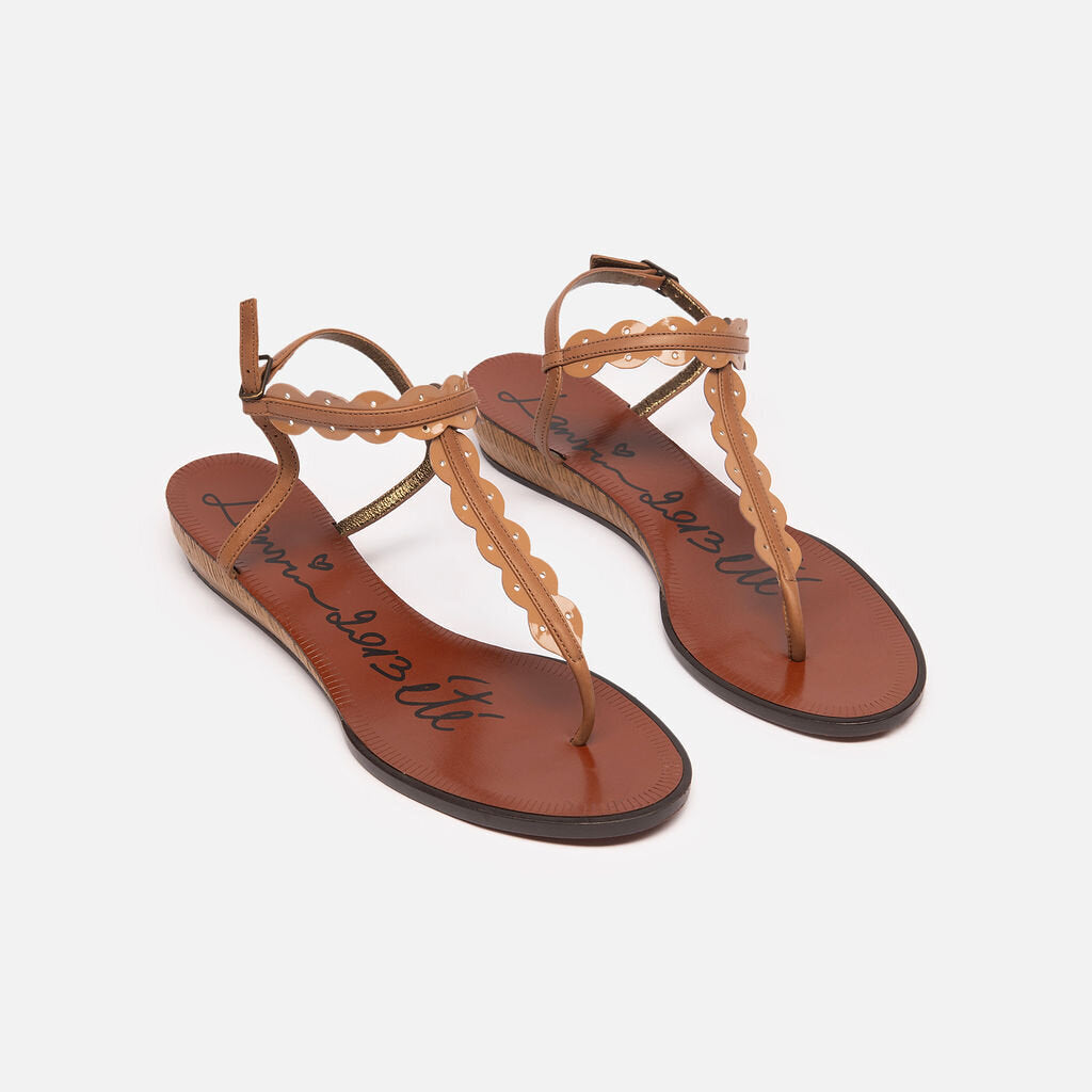 Lanvin Brown Patent Leather Wooden Sandals