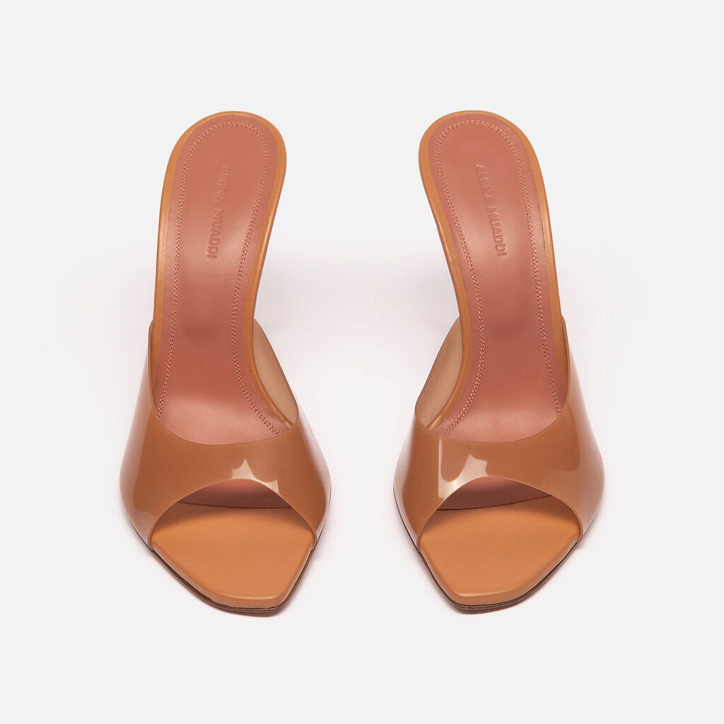 Amina Muaddi Brown PVC Open Toe Mules