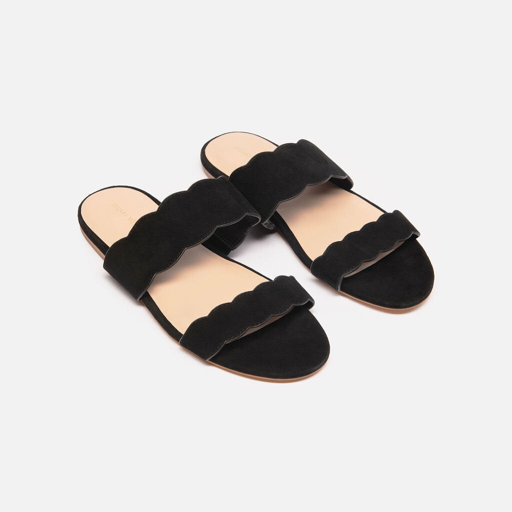 Stuart Weitzman Black Suede Slide Sandals