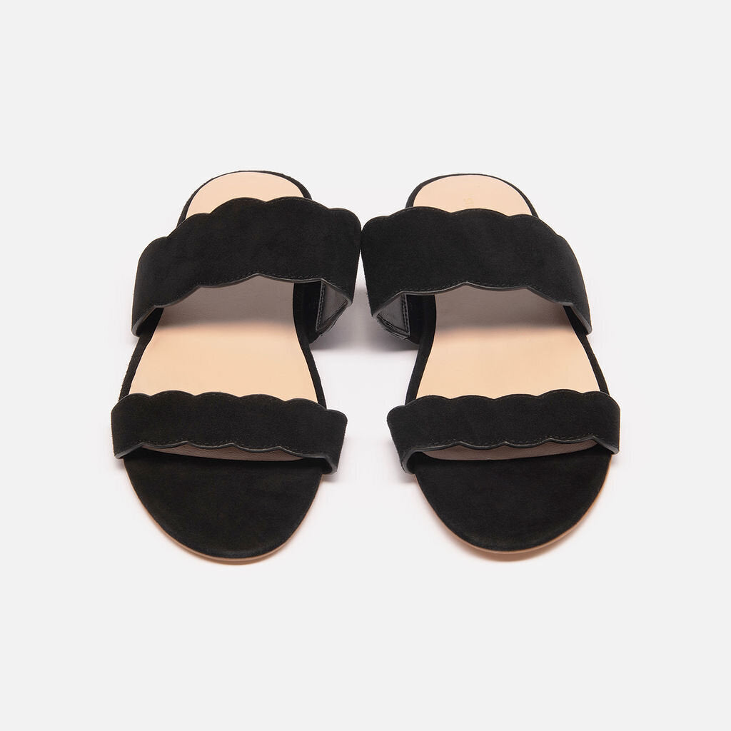 Stuart Weitzman Black Suede Slide Sandals