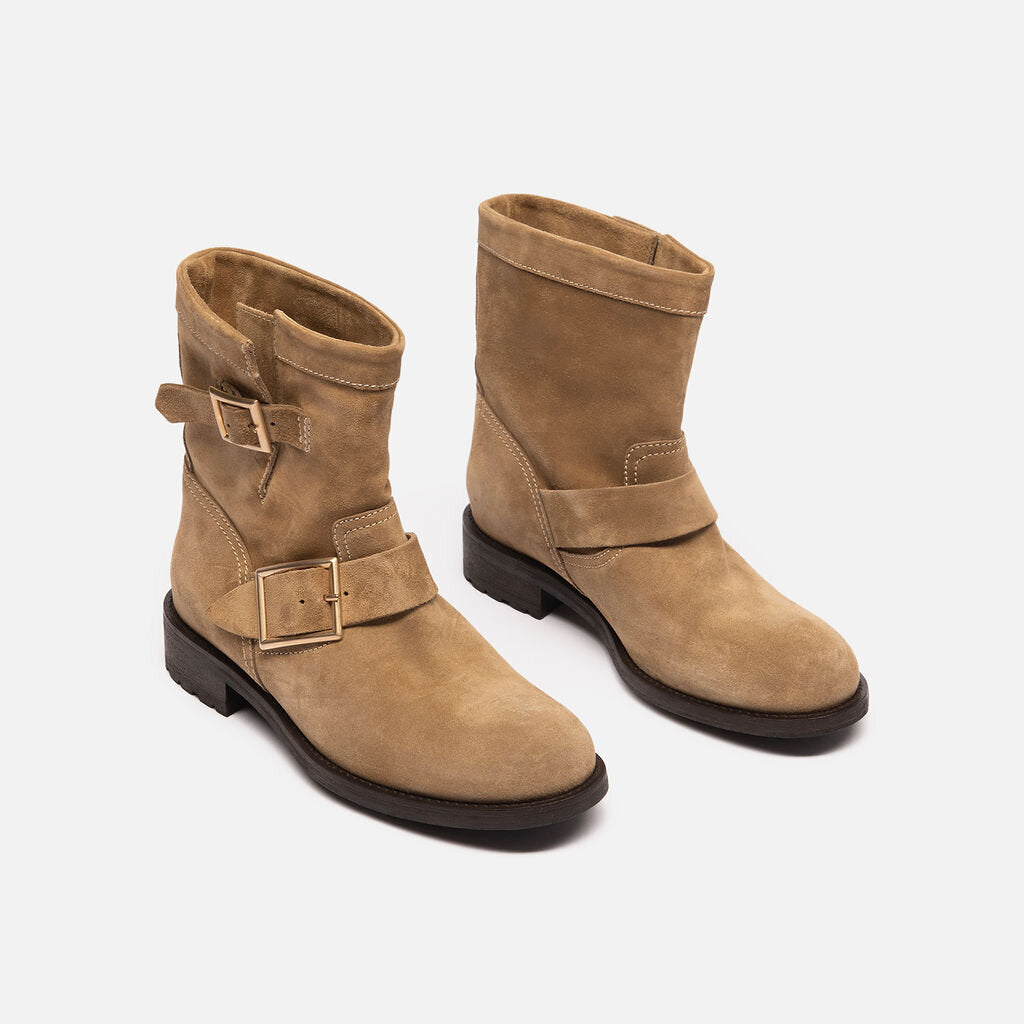Jimmy Choo Olive Suede Ankle Moto Boot