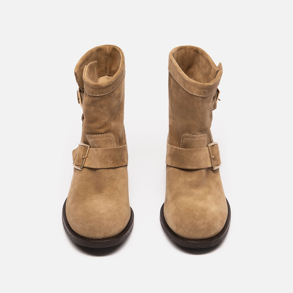 Jimmy Choo Olive Suede Ankle Moto Boot