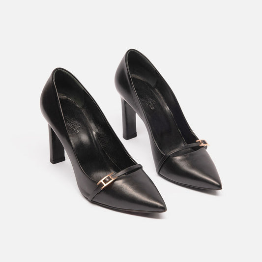 Hermes Black Leather Pump