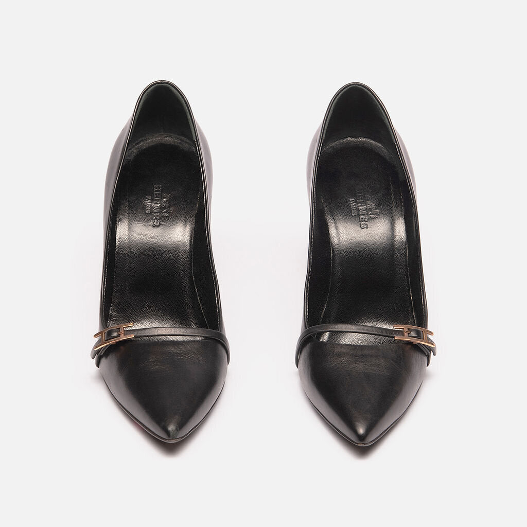 Hermes Black Leather Pump