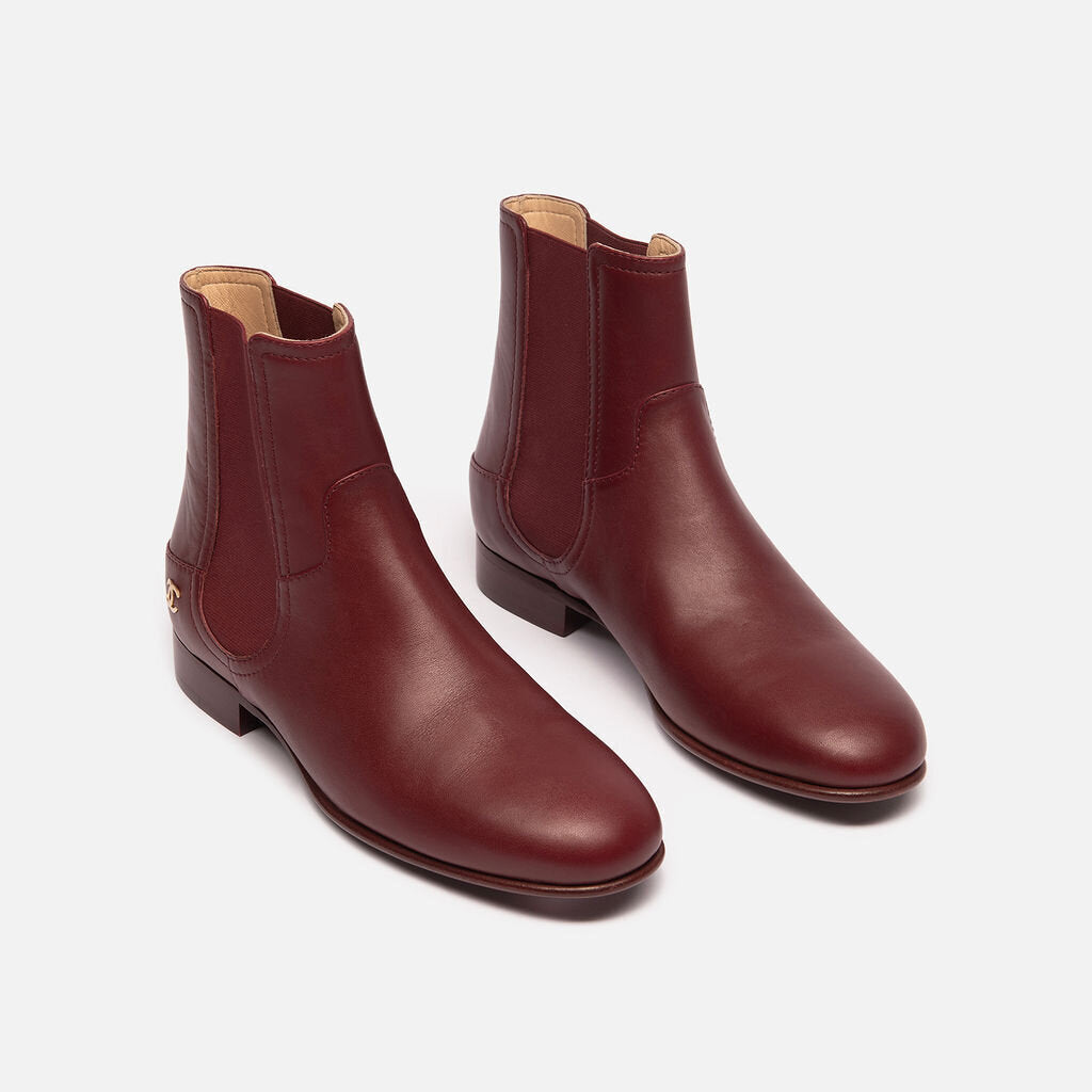 Chanel Red Leather Ankle Boot