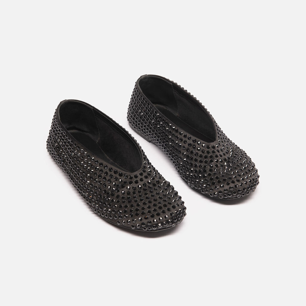 Khaite Black Crystal Embellished Ballet Flats