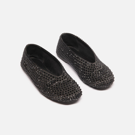 Khaite Black Crystal Embellished Ballet Flats