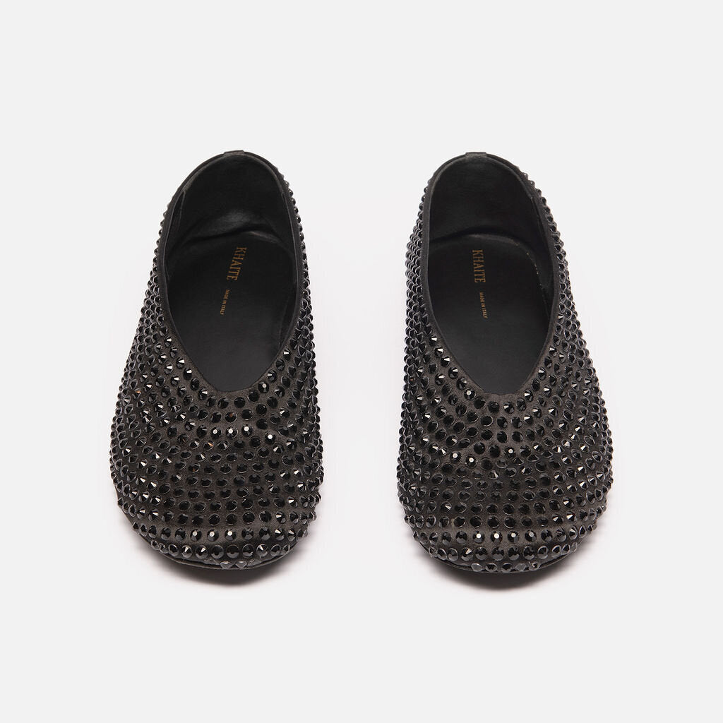 Khaite Black Crystal Embellished Ballet Flats