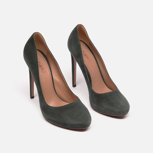 Alaia Dark Green Suede Pumps