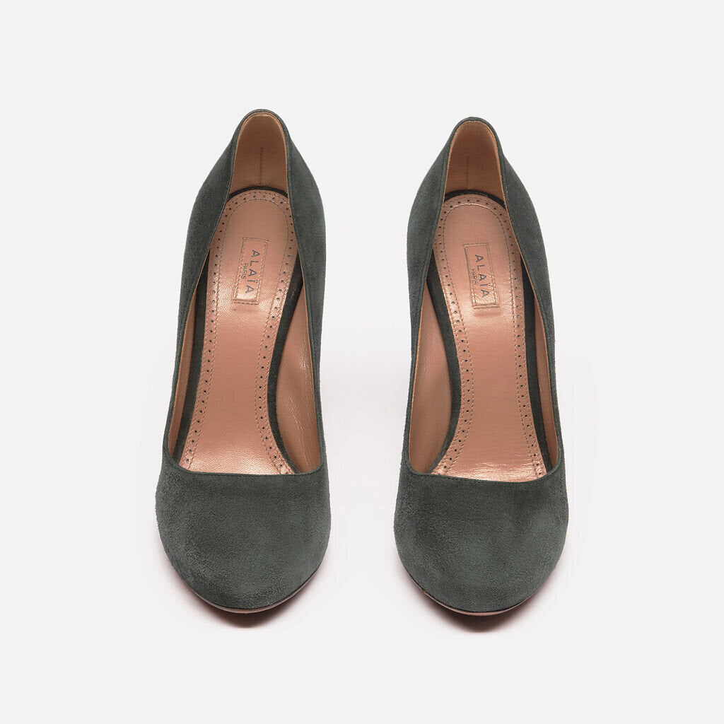 Alaia Dark Green Suede Pumps