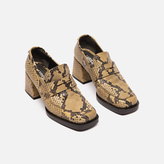 Labucq Snakeskin Heeled Loafers