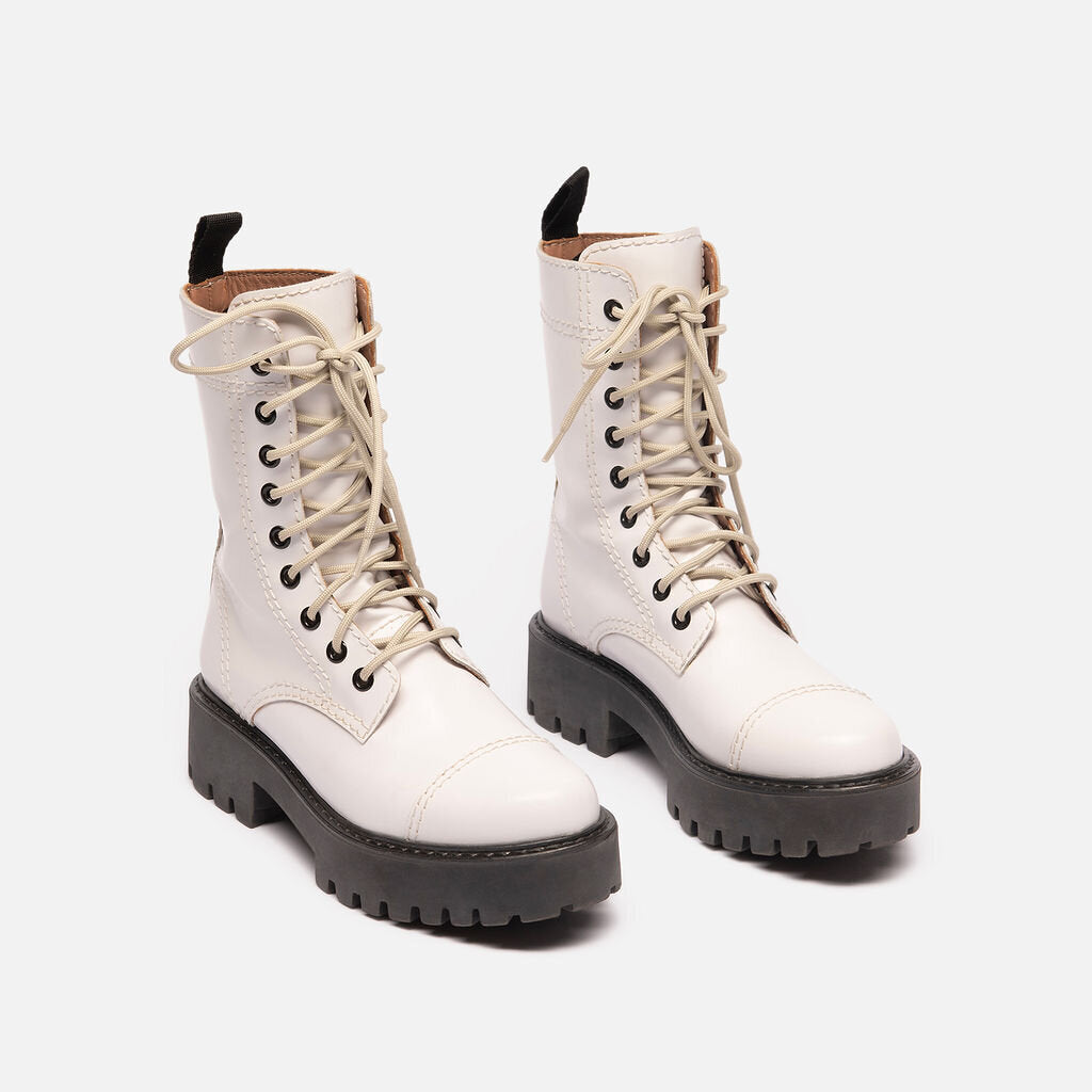 Alexa Chung White Leather Combat Boots