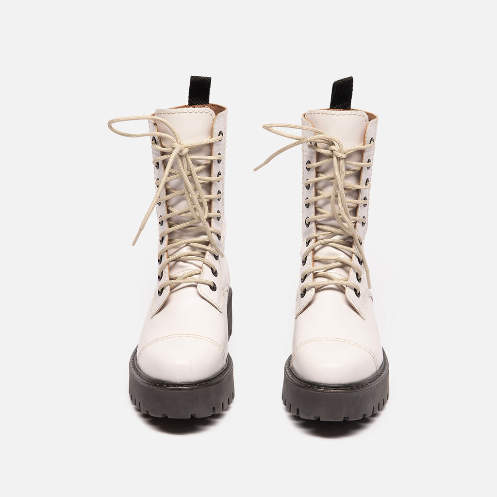 Alexa Chung White Leather Combat Boots