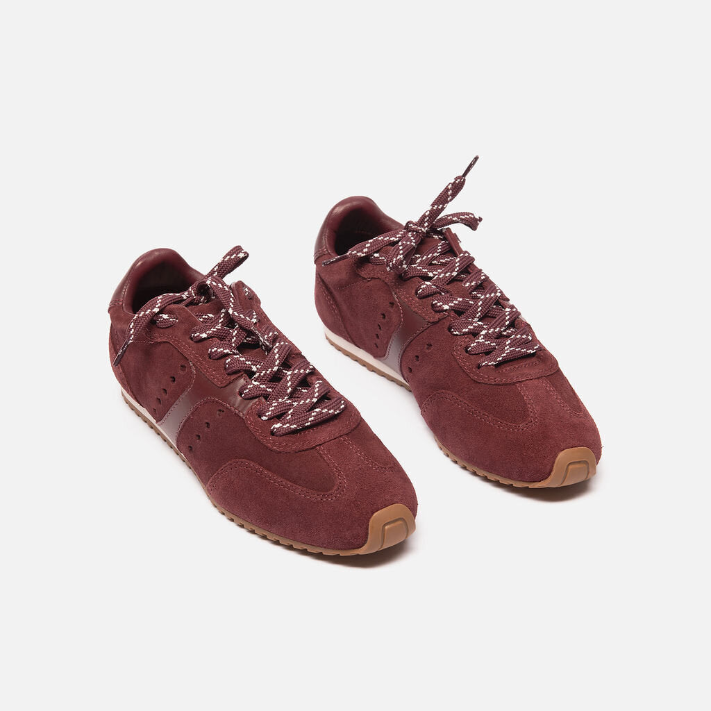Larroude Burgundy Suede Sneaker