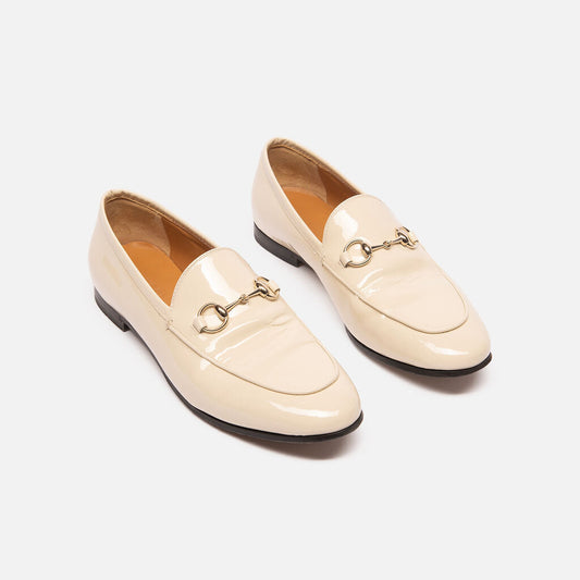 Gucci Cream Patent Horsebit Loafer