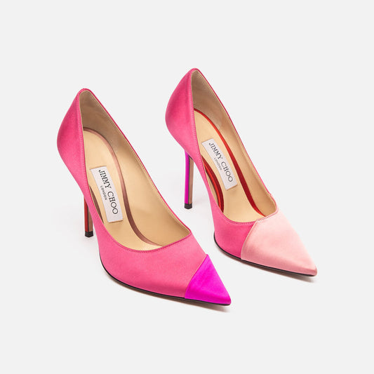 Jimmy Choo Pink Satin Colorblock Pump