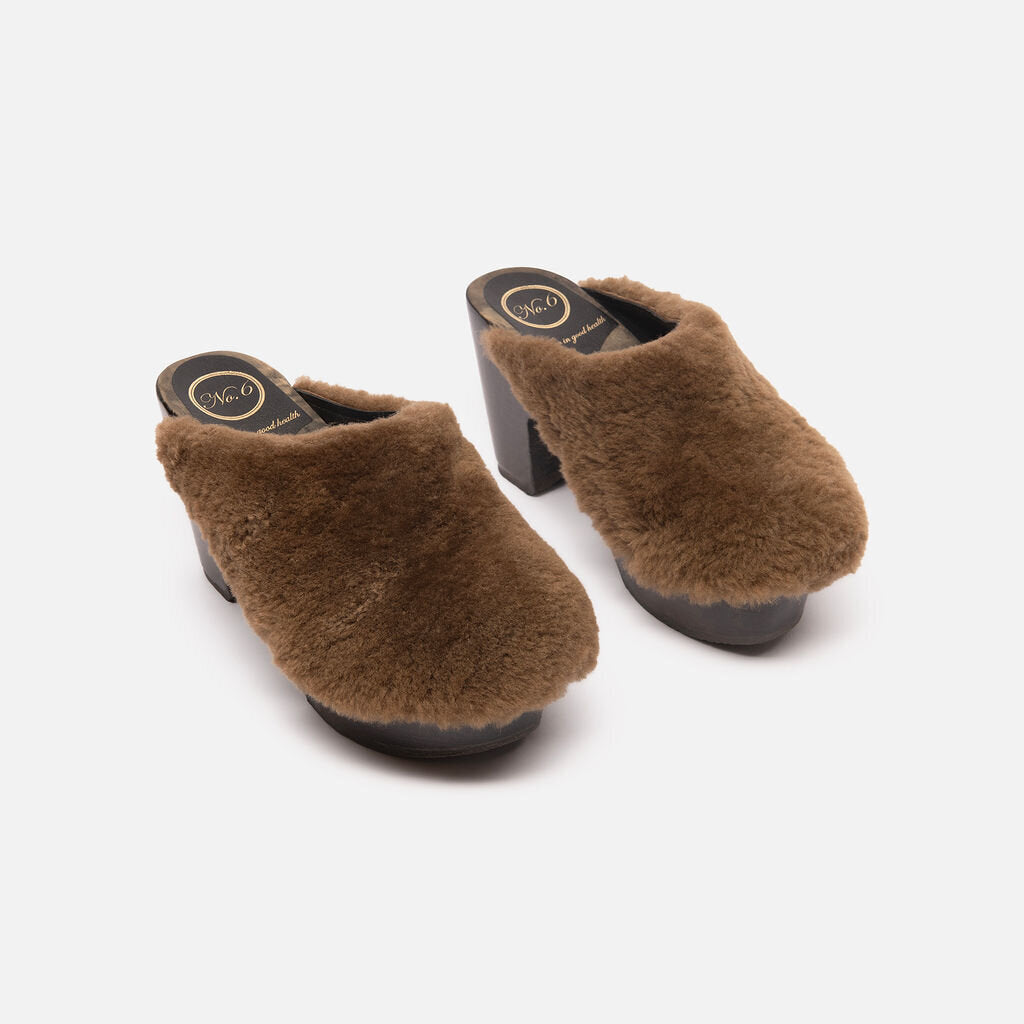 No.6 Store Brown Shearling Clog