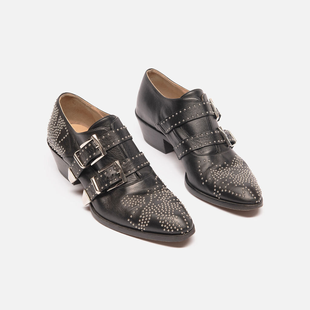 Chloe Black Studded Mules