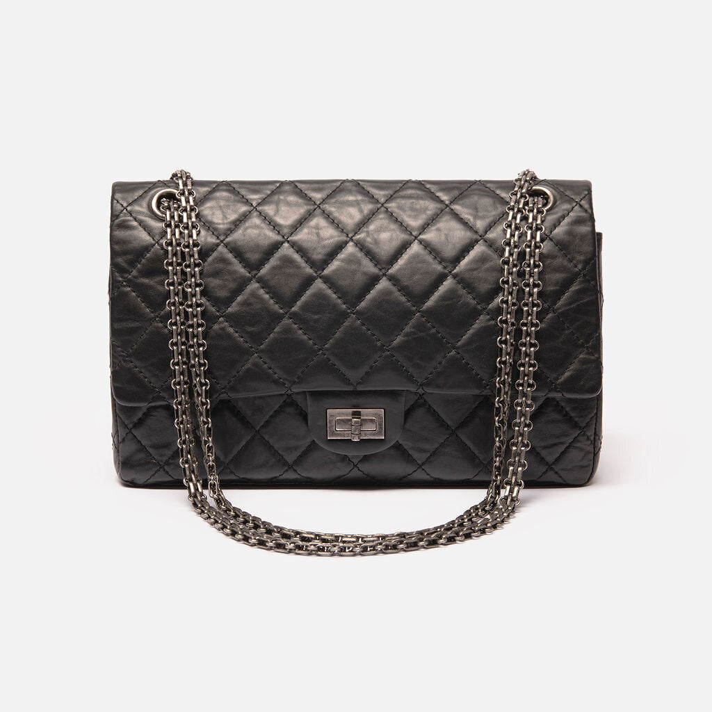 Chanel Black Large Cowhide 2.55 SHW